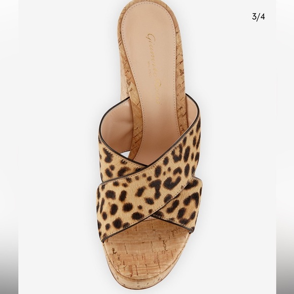 Gianvito Rossi Cassie Calf-Hair Crisscross Platform Sandals, Leopard Size 38/8 - Picture 7 of 12